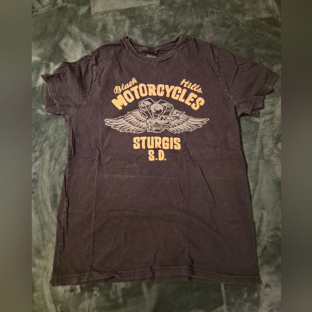 Lucky Brand Black Graphic Tee - Motorcycle Design